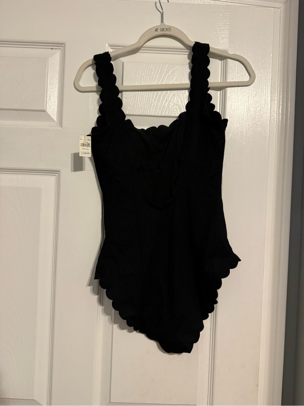 aerie Black Scallop-Edge One-Piece Swimsuit - Picture 2 of 4